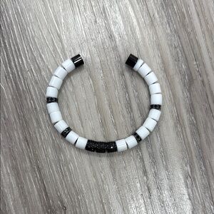 White and Black Beaded Bracelet